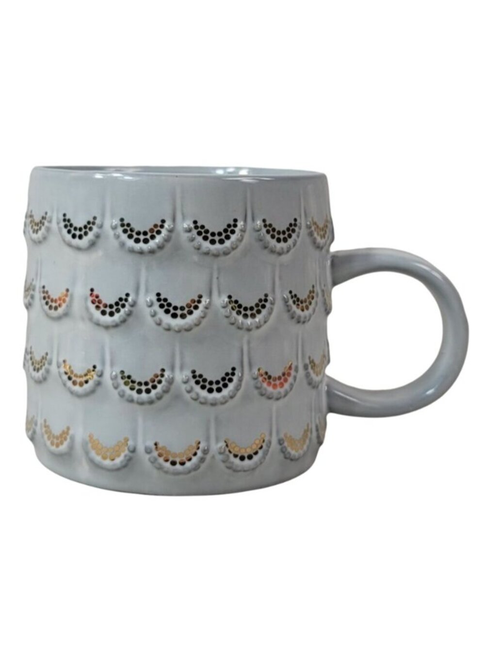 Starbucks Mermaid Scales Anniversary Mug Gray Gold 10oz Scalloped 3D Raised 2016